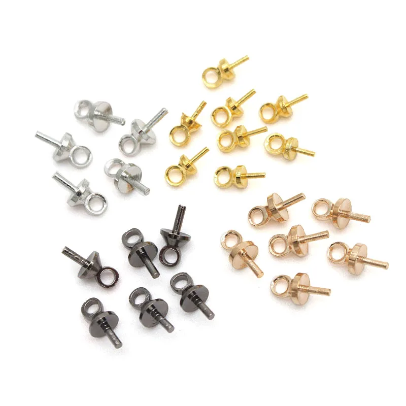 50-100pcs 3/4/5/6/8mm Brass Eye Pin Pearl Pendant Charm Connector Bail For  Diy Jewelry Making