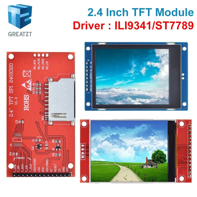 

Модуль последовательного порта ЖК-дисплея 2,4 дюйма 2,4x240 SPI TFT 5 В/320 в PCB адаптер Micro SD карта ILI9341 / ST7789V ЖК-дисплей для arduino