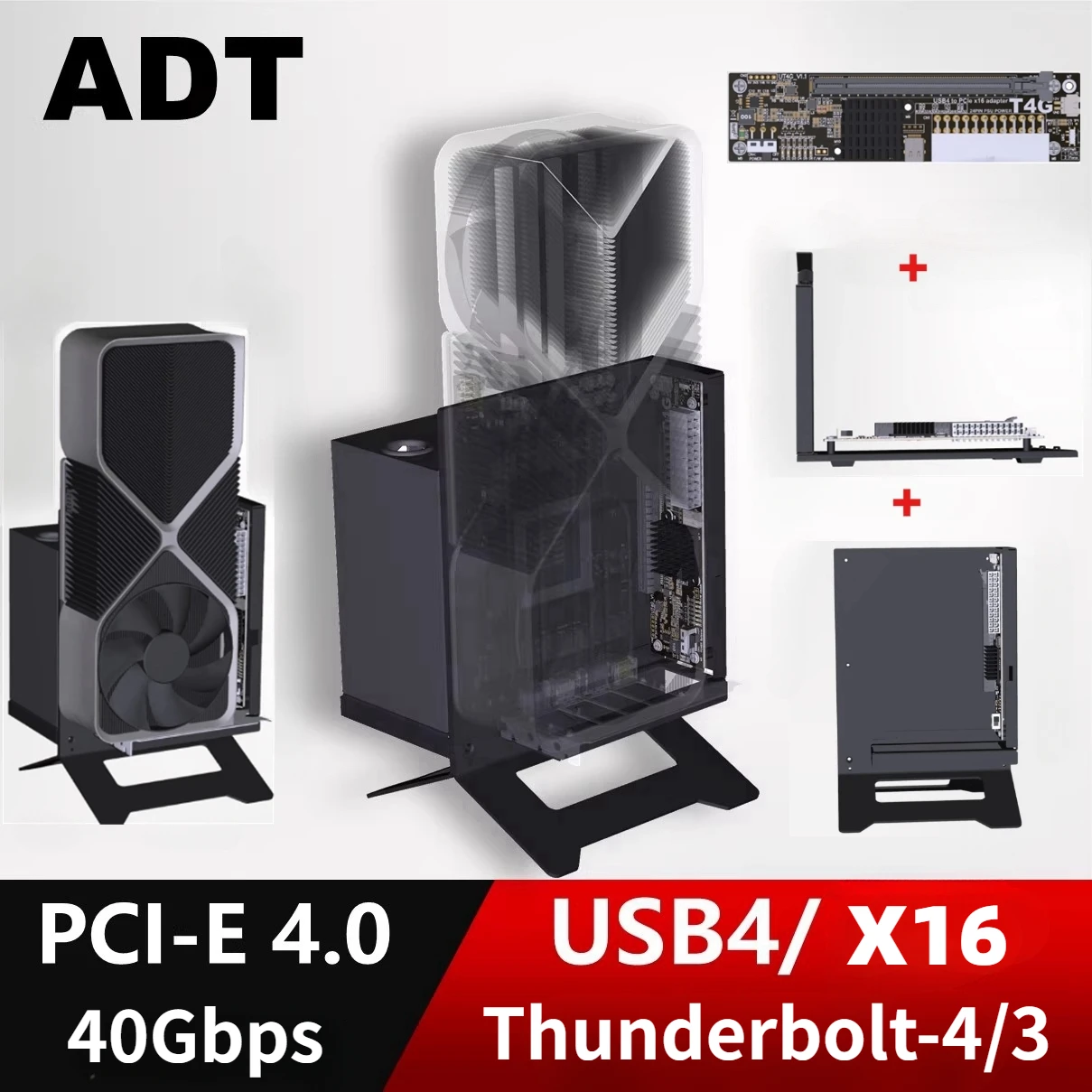 ADT UT4G USB4 GPU Dock Bracket PCIe 4.0x4 Notebook Laptop External Video Graphics Card Thunderbolt-4/3 USB 4.0 to PCI-E X16 eGPU