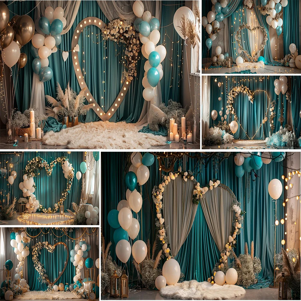 Wedding Photography Background Colorful Balloons Curtain Decoration Supplies Bride Photo Portrait Backdrops Studio Props Banner