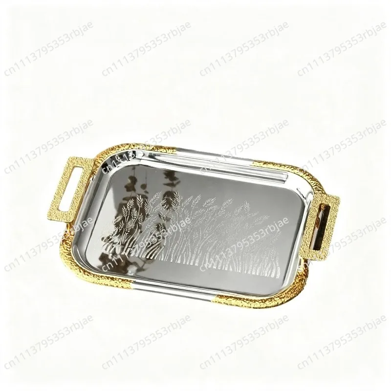 Light luxury cafe restaurant high-end metal tray rectangular fruit plate cake baking storage plate
