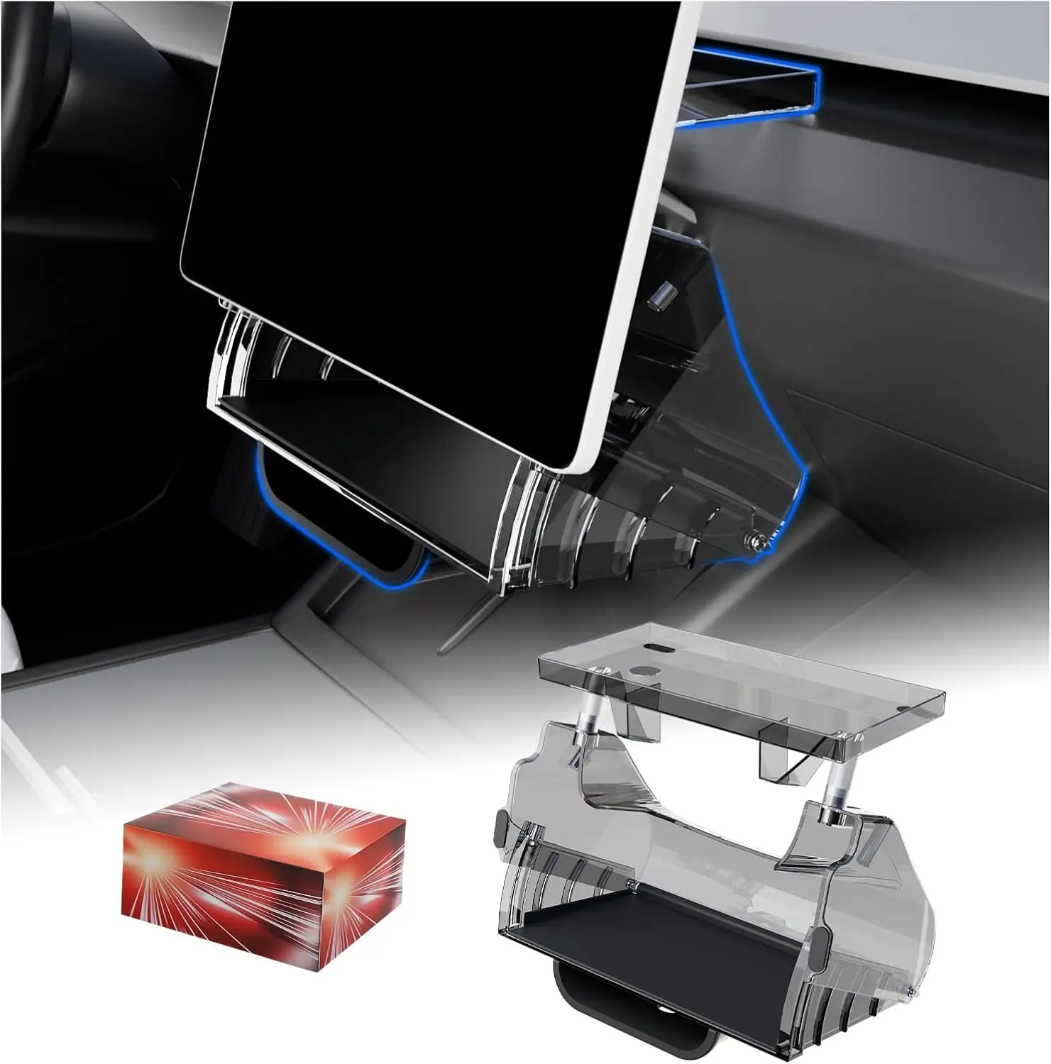 

Hideable Under Screen Storage Organizer Compatible with Tesla Model Y 2025 (Juniper Only) Model 3 Highland 2025-2024 Accessories