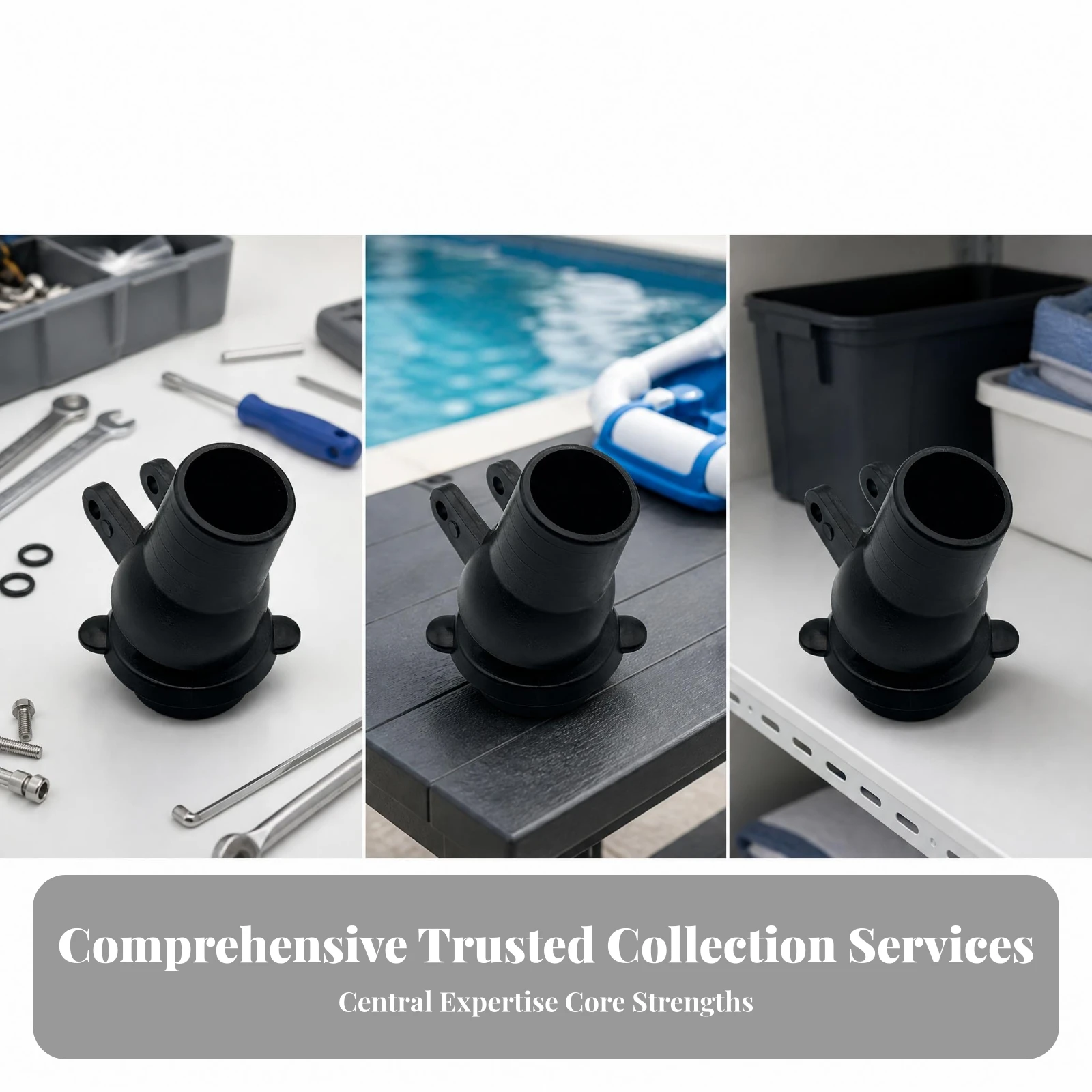 

Plastic Cleaner Connector Part Through-Holes Rotating Pool Cleaner Connector Pool Hose Swivel Matte Finish Black