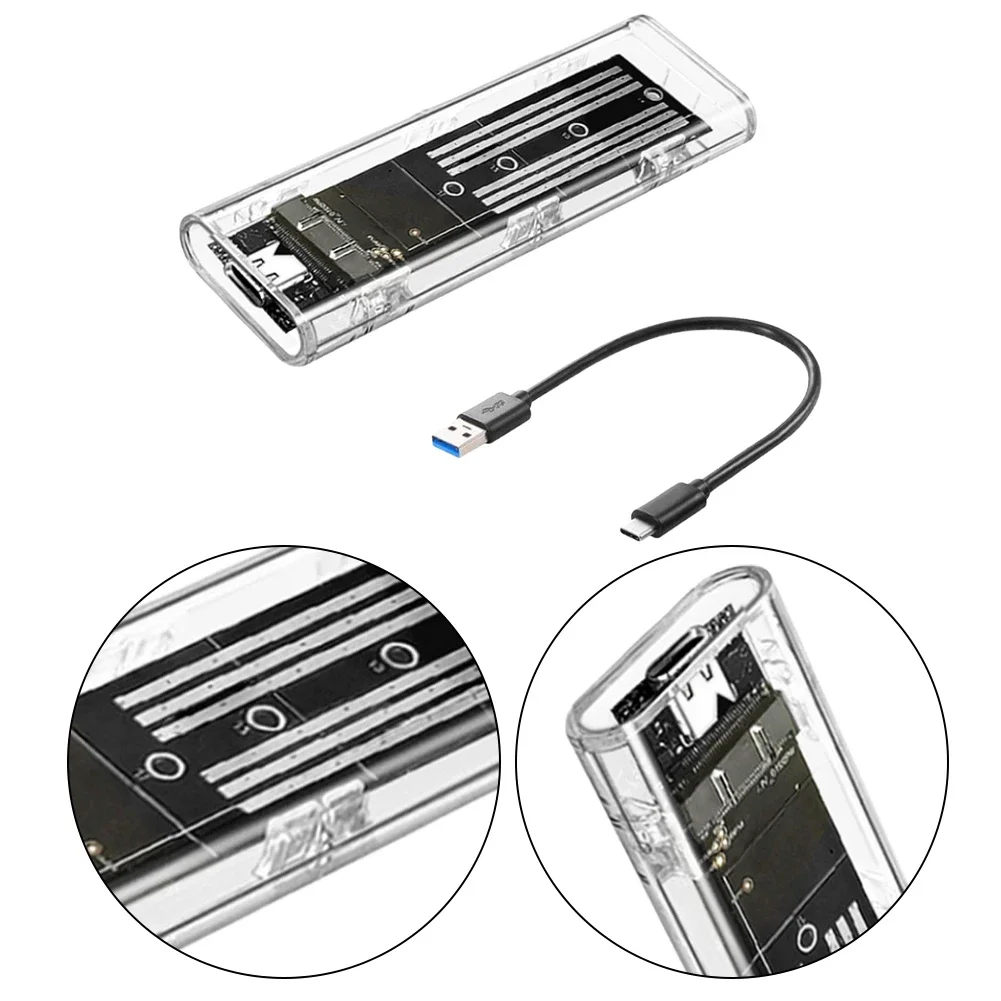 M.2 NGFF SATA Dual Protocol USB3.1 Type-C 10Gbps Hard Disk Case Transparent External SSD Adapter for 2230 2242 2260 2280  ﻿