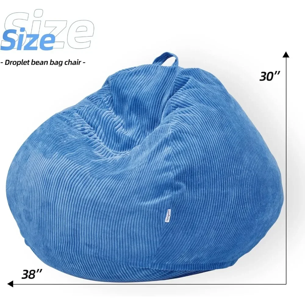 Sitzsack, blauer Tropfenform-Memory-Schaum-Sitzsack, kompakt, mit Cord bezug, Sitzsack.