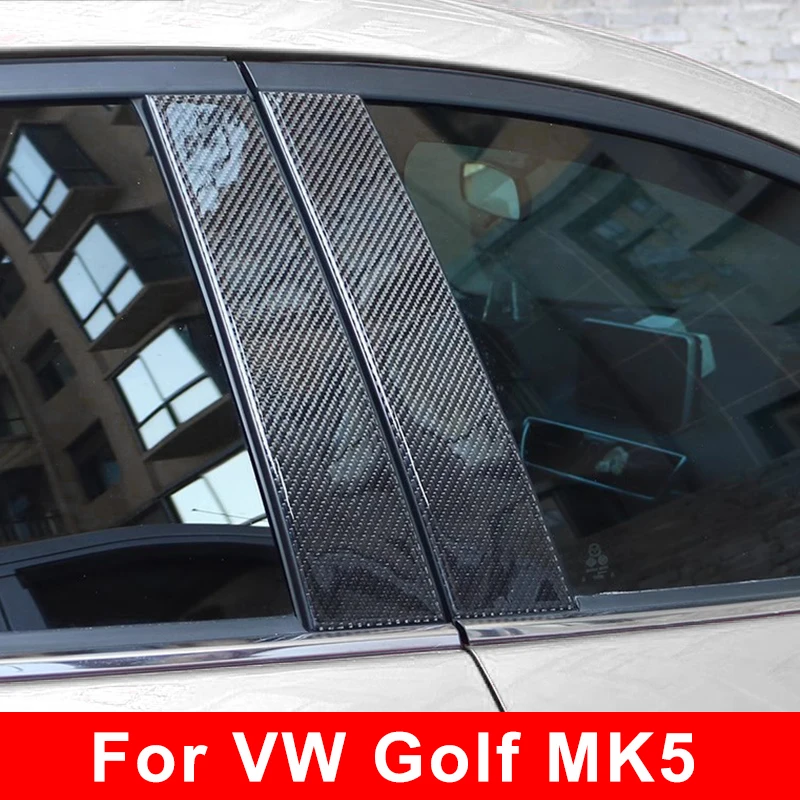 6pcs For Volkswagen VW GOLF 5 MK5 GTI B Pillar Trim Sticker Car Door Window Pillar Cover Posts Accsesories