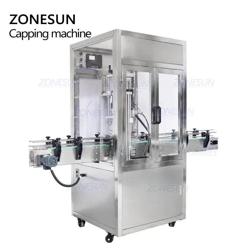 ZONESUN ZS-XG440DC 自動ボトルキャッピングマシン（ドロッパー＆スプレーボトル用）プラスチック・ガラス包装ライン
