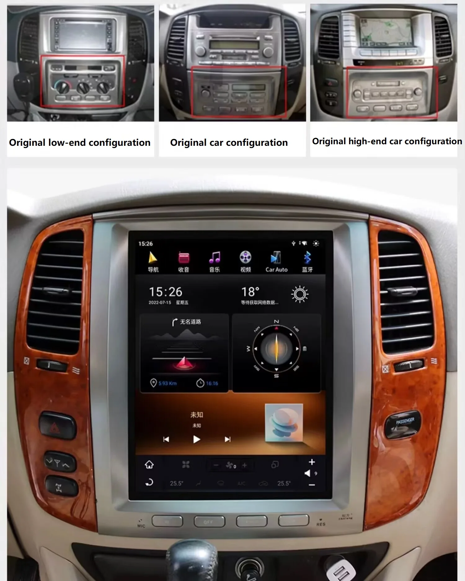 For Lexus LX470 For Toyota Land Cruiser LC100 J100 2002 Android 13 Tesla Screen Car Radio Player GPS Navigation Video Multimedia