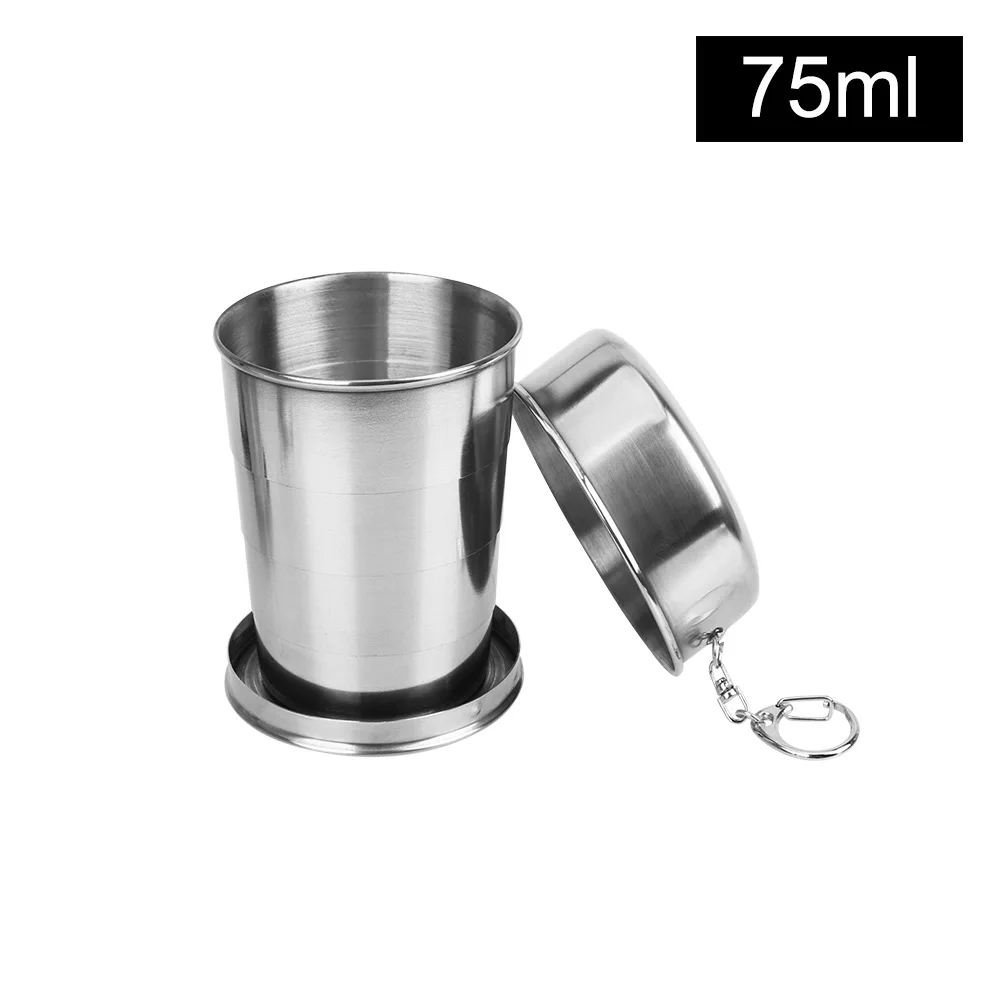 Stainless Steel Folding Cup Retractable Telescopic Collapsible Cups 75/140/240ml Portable For Outdoor Travel