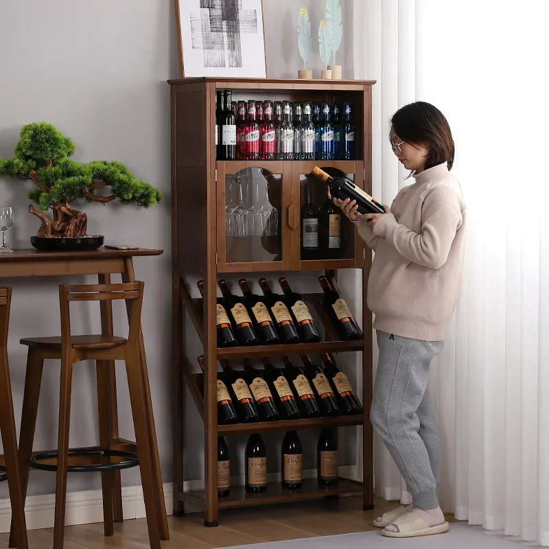 

Liquor Racks Wine Cabinets Display Storage Wall Wooden Kitchen Modern Mueble Licorera Restaurant Wine Cabinets Furniture QF50JG