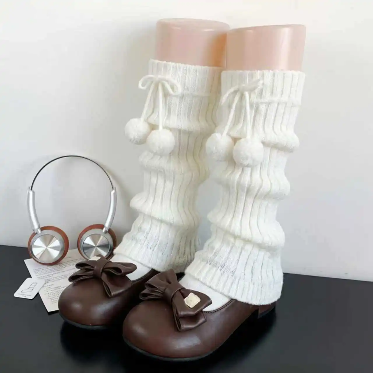 Japanese Stylejkknitting Socks Lolita Kuromi Vertical Pattern Pile Socks Female Students Autumn Winterheattech Calf Socks