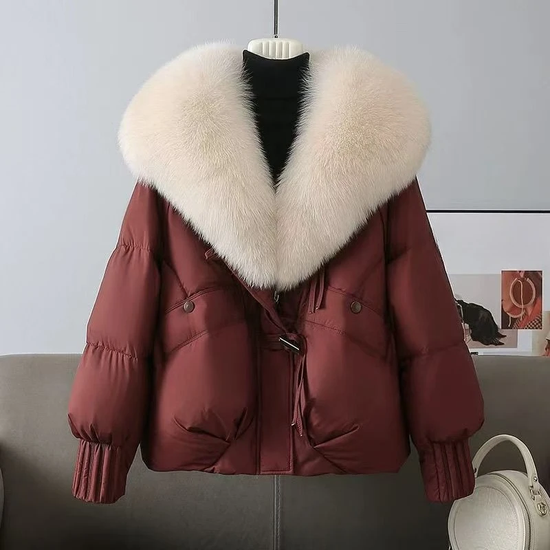 Warme donskatoenen kleding dames winter 2025, nieuwe parka's, groot formaat vrijetijdsjack, korte comfortabele broodkleding, verdikte jas