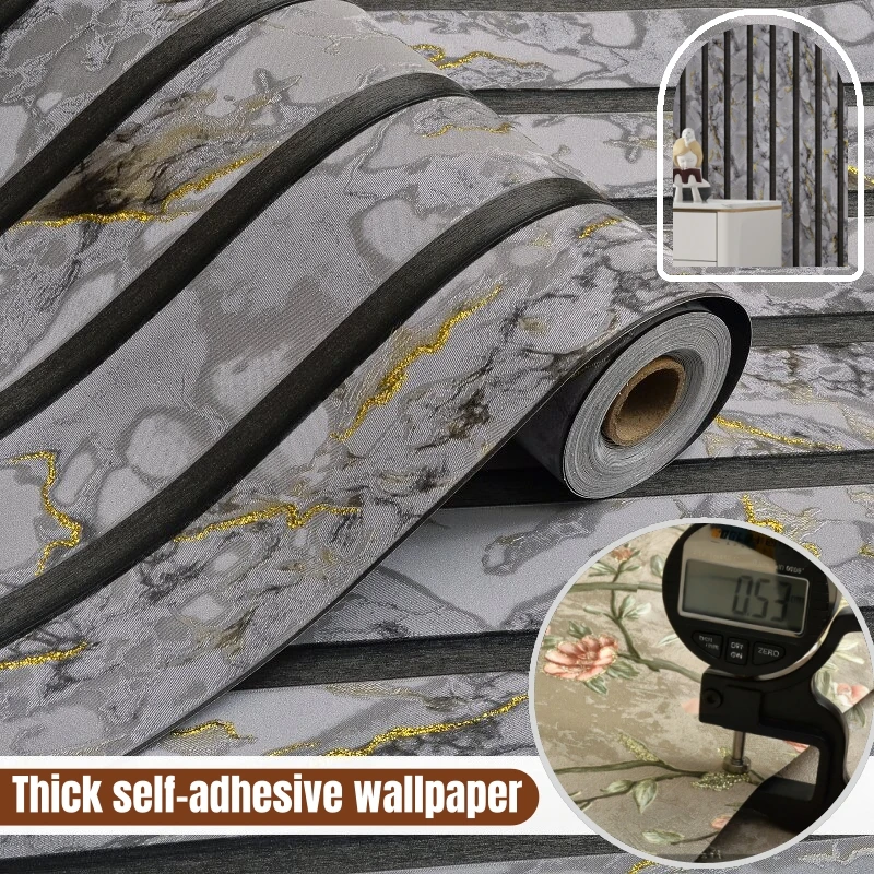 Luxury Gold Foil Self-Adhesive Wallpaper,Peel & Stick Waterproof Removable Wall Paper for Living Room Bedroom Kitchen Home Decor