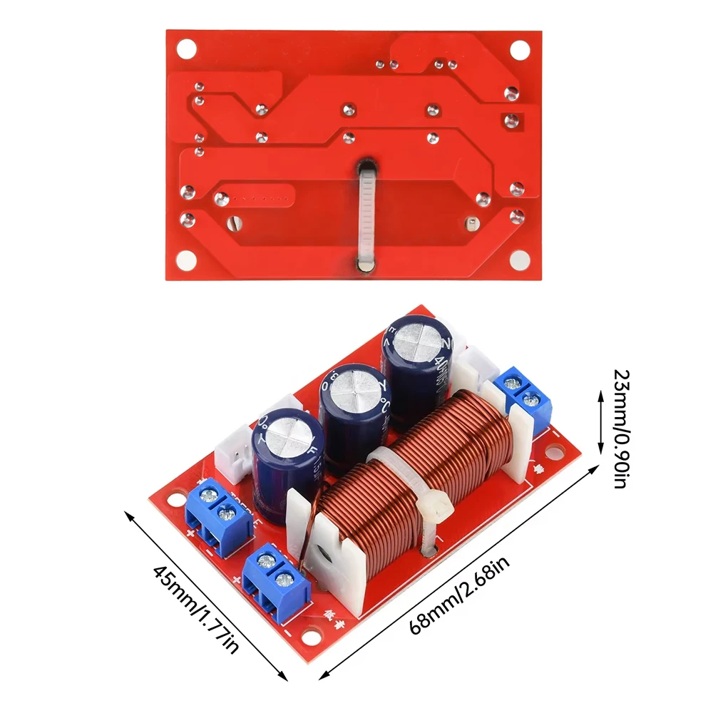 400W 2 Way Crossover Filters Module Audio Speaker Frequency Divider Full Range Treble Bass 100Hz-10KHz Adjustment Frequency