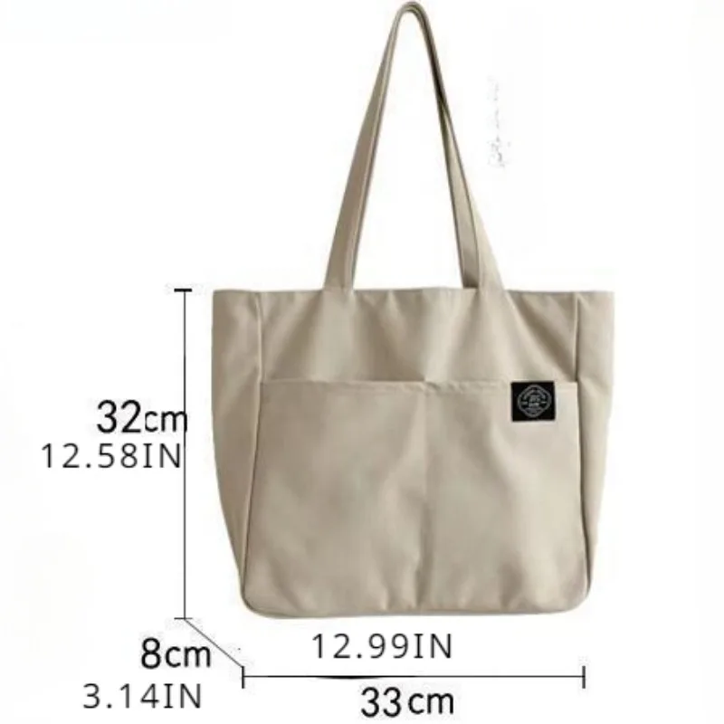 Women Canvas Tote Bag Solid Color Designer Ladies Casual Handbag Shoulder Bag Large Capacity Cotton Reusable Shopping Beach Bags