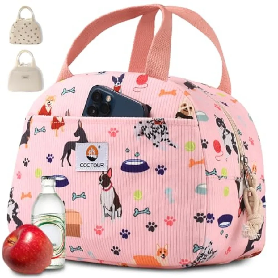 

Lunch Box for Women Girls Teens, Cute Lunch Box Cooler Bag, Portable Insulated Lunch Bag Women Reusable Corduroy Lunch Tote for
