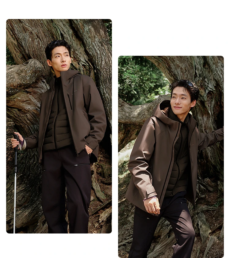BOSIDENG 3‑In‑1 Outdoor Jacket 90 Goose Down 700+ Fill Power Detachable Liner Temperature Control Hooded Coat