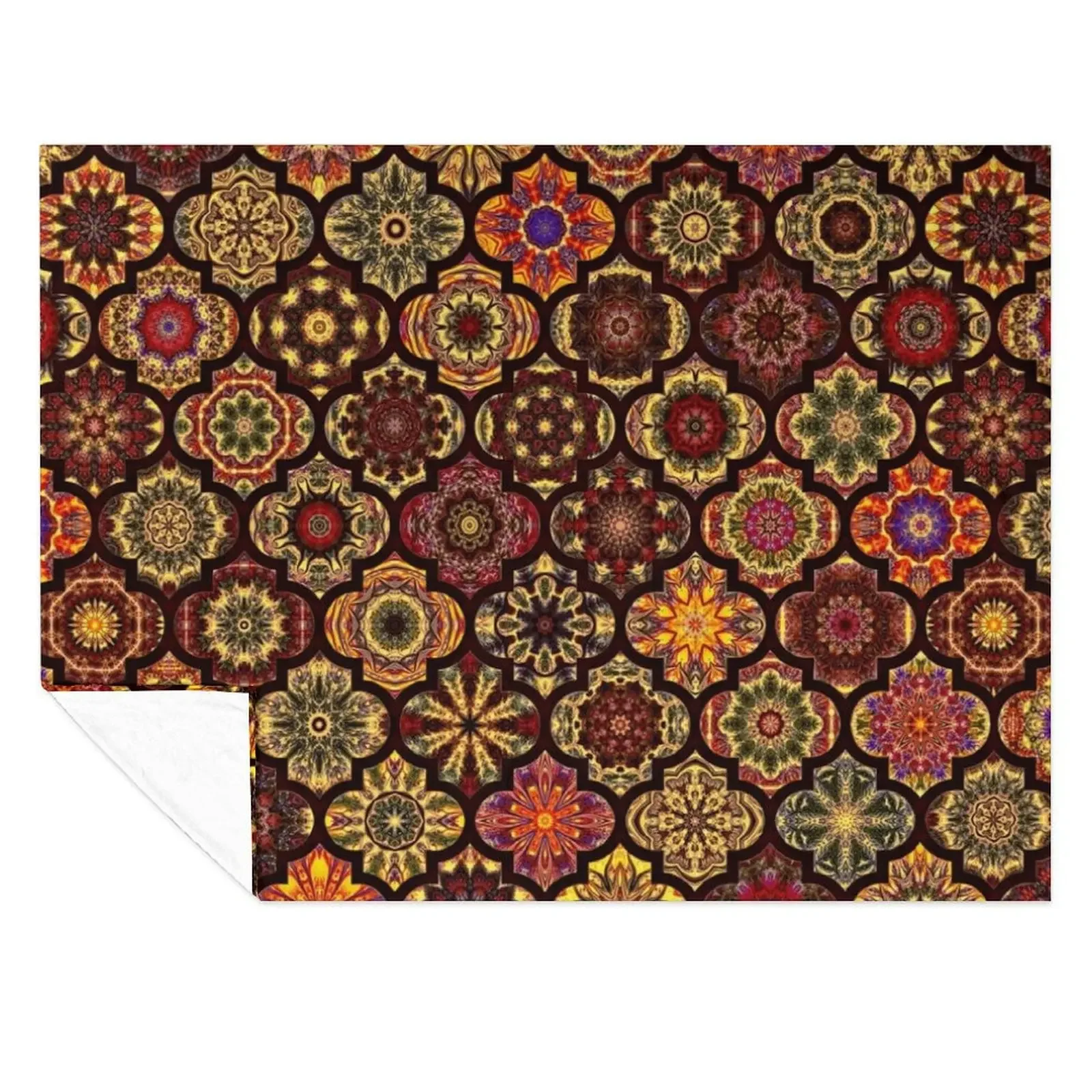 

Moroccan tile golden pattern Throw Blanket wednesday Decorative Throw For Baby blankets and throws Blankets