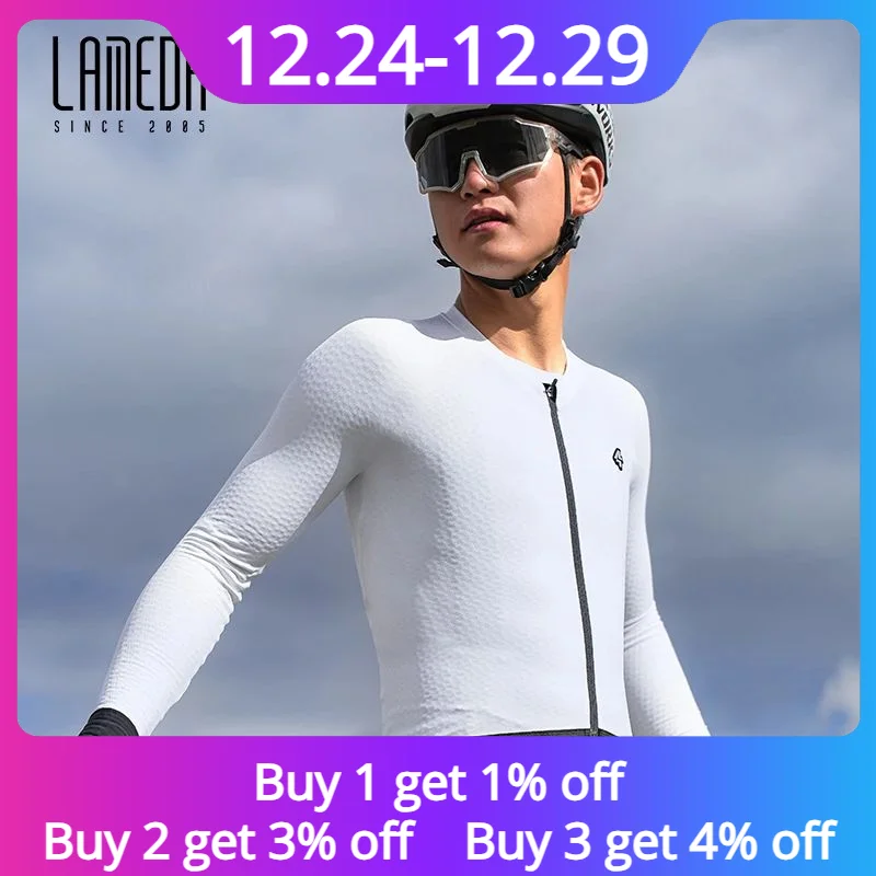 Lameda Bicycle Long Sleeve Cycling Jersey Anti-linting Tight Fleece Warm Tight Fleece Warm Lightweight Close-fitting Clothing