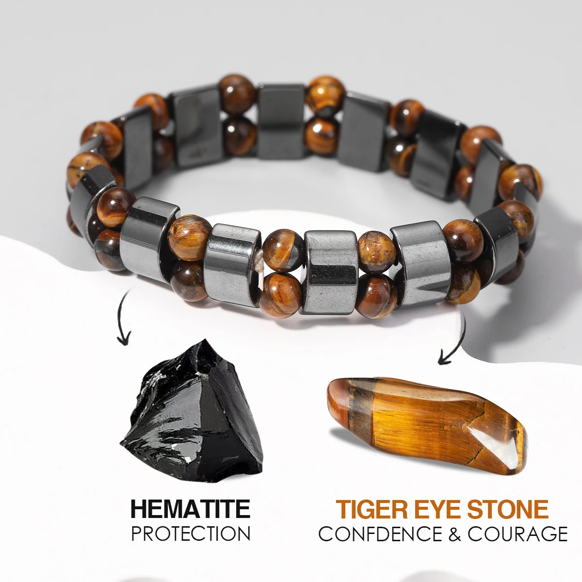 

Charms Men's And Women's Bracelets Natural Tiger Eye Stone Energy Stone Hematite Yoga Fitness Elastic Rope Bracelet Wholesale