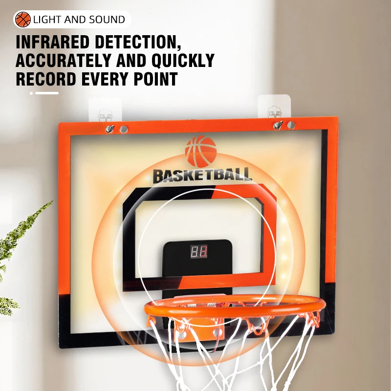 Children's Electronic Scoring Basketball Hook Board Hole Free Hanging Wall Indoor Shooting Sport Game Children Toys for Kid Gift