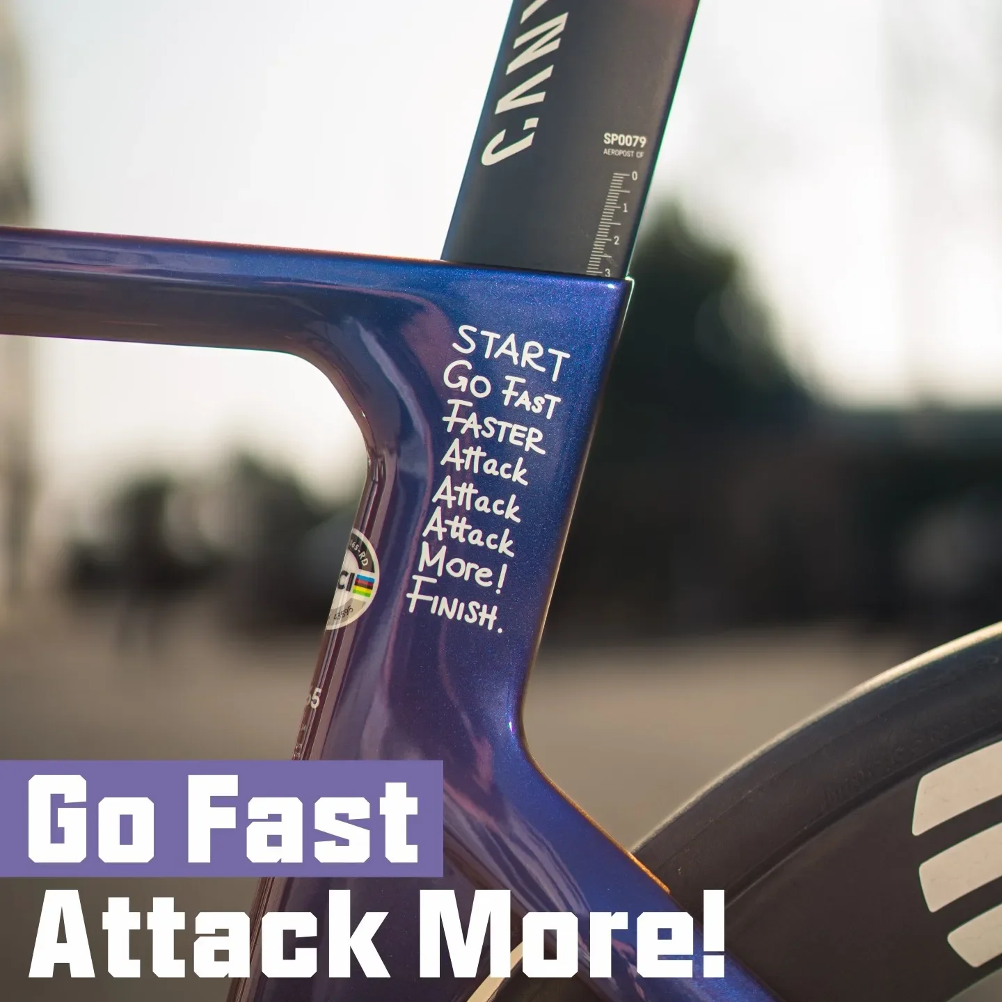 Go Fast Attack More Bike Frame Stickers Waterproof Vinyl Motivational Text Decal for Road Bicycle Motorcycle Helmet DIY Decor