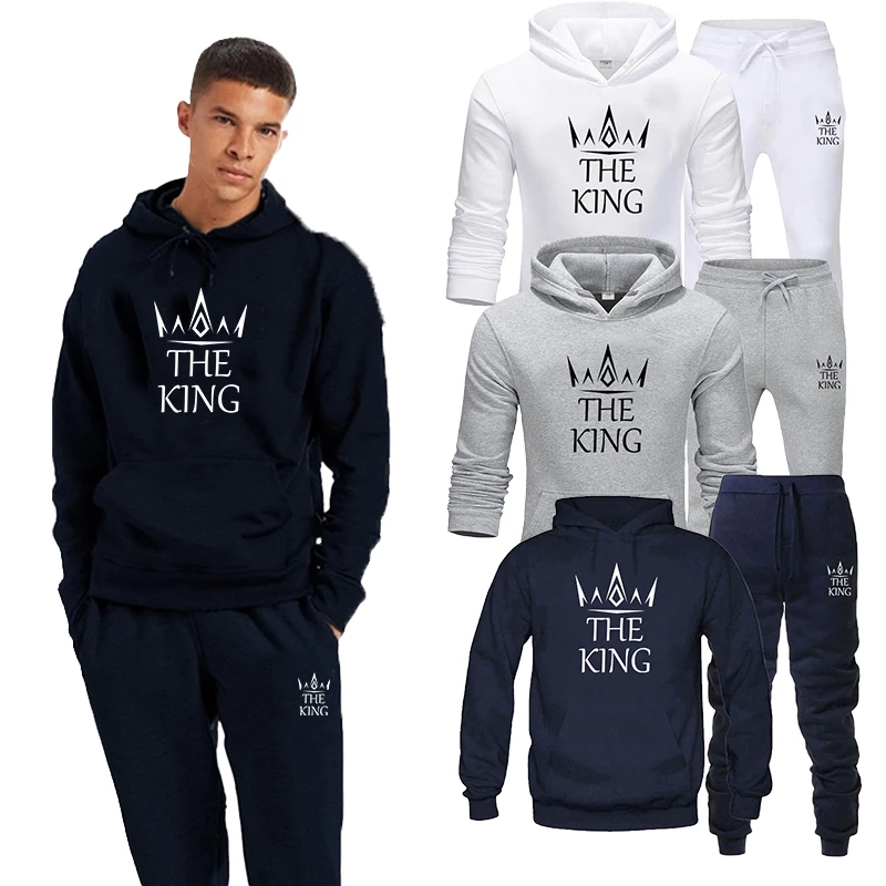 

2023 men's sportswear men's printed hooded sweatshirt+jogging pants casual men's street fashion sports set