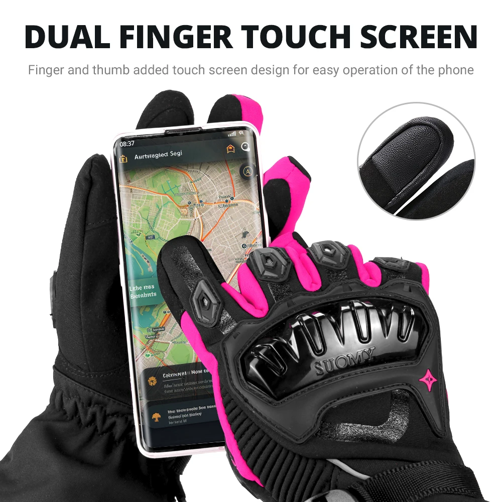 النساء الشتاء الدافئة دراجة نارية قفازات مكافحة السقوط ومضادة للتصادم على الطرق الوعرة دراجة نارية قفازات قيادة شاشة تعمل باللمس قفاز مقاوم للماء #2