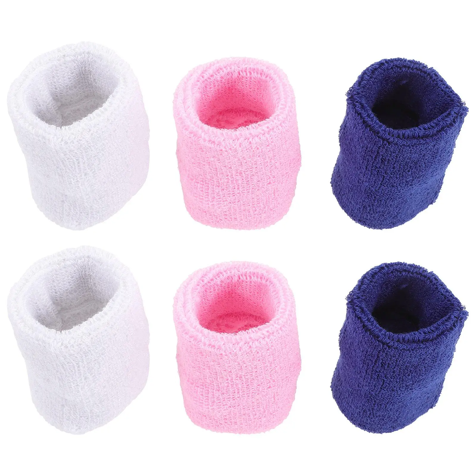 

6 Pcs Kids Sports Wristbands Soft Elastic Sweatbands for Basketball Soccer Tennis Running Outdoor White Pink Navy Blue