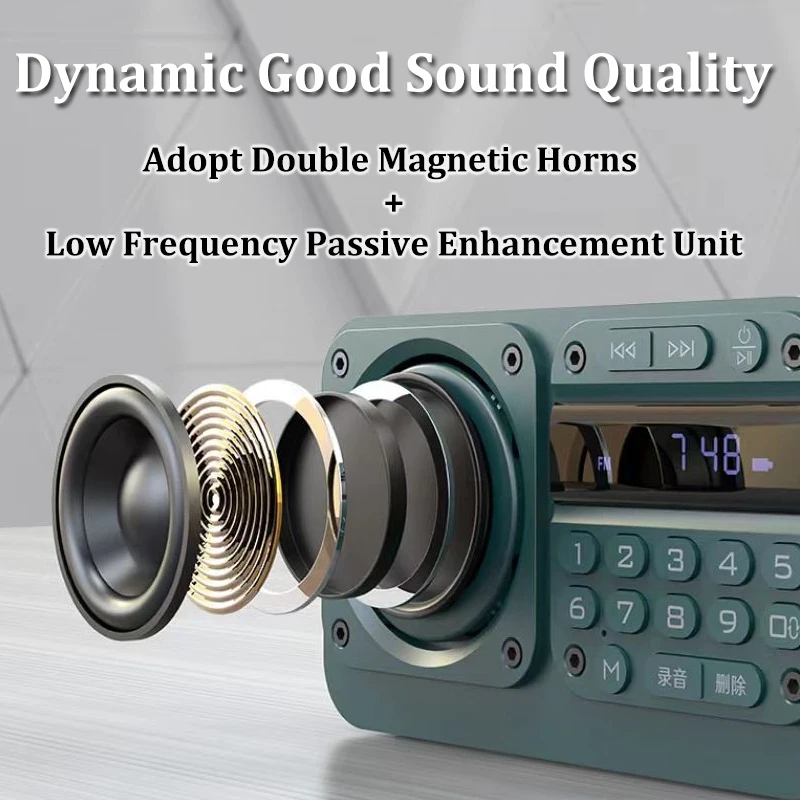 Portable FM Radio Mini FM Radios Receiver Outdoor Bluetooth Speaker TF Card USB Headphones MP3 Music Player Recorder 70-108MHZ