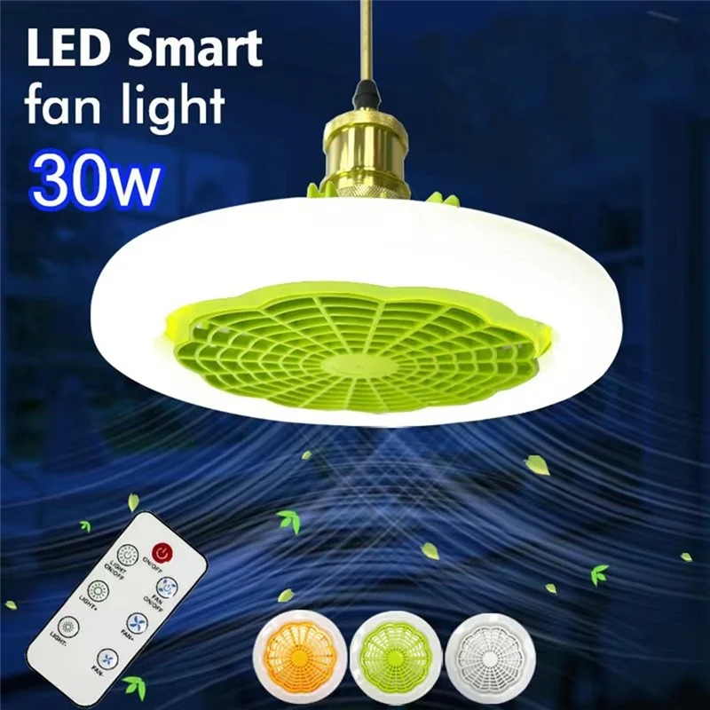 LED Smart Fan Light Ceiling Fan 30W Remote Control Indoor LED Light Silent Bedroom Kitchen Decor Lamp Fans-Orange