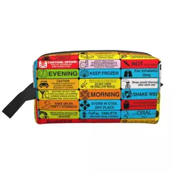 Prescription Warning Labels Makeup Bag for Women Travel Cosmetic Organizer Fashion Doctor Nurse Medicine Storage Toiletry Bags