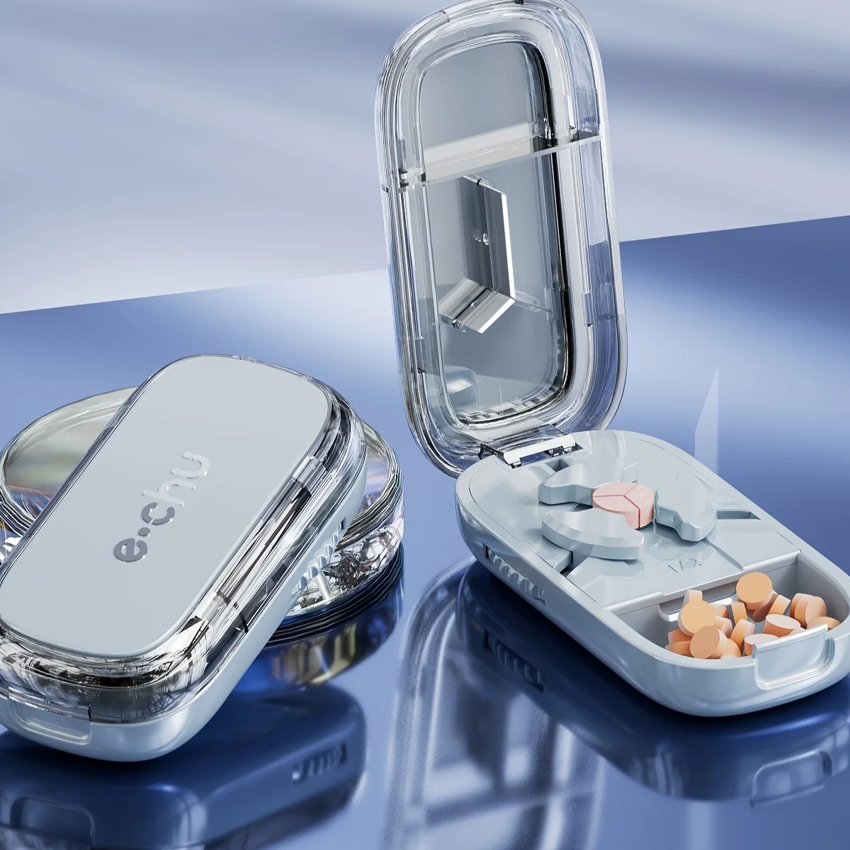 Pill Cutter Splitter Precise Adjustable Multi-Pill Divider for Large Small Tablets Portable Travel Daily Medicine Splitting Case