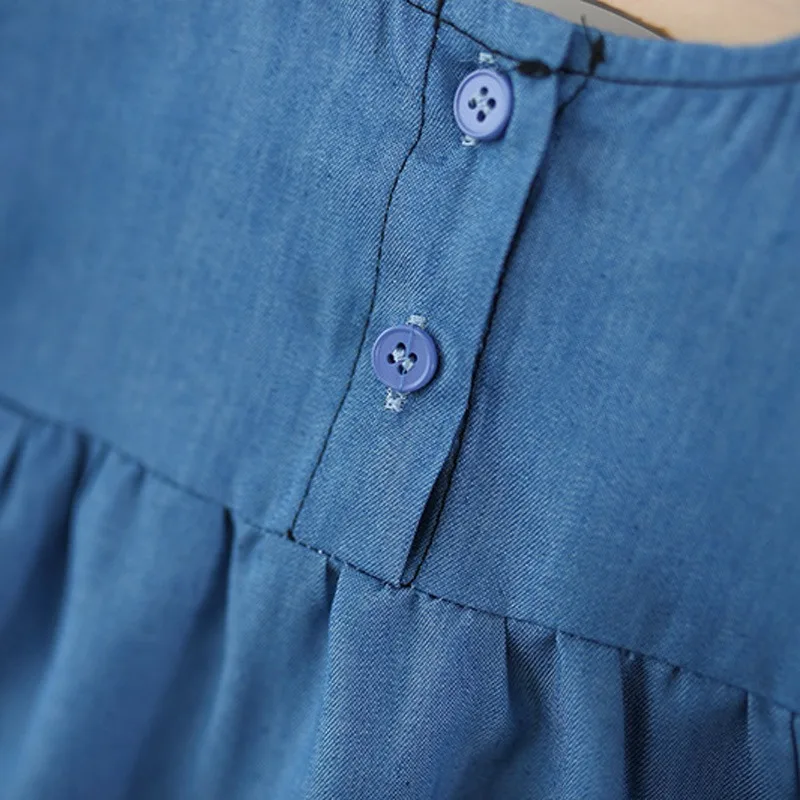 Girls Dress Fashion Denim Dresses for Kids Summer Spring Short-sleeve A-line Dress Children Baby Clothes