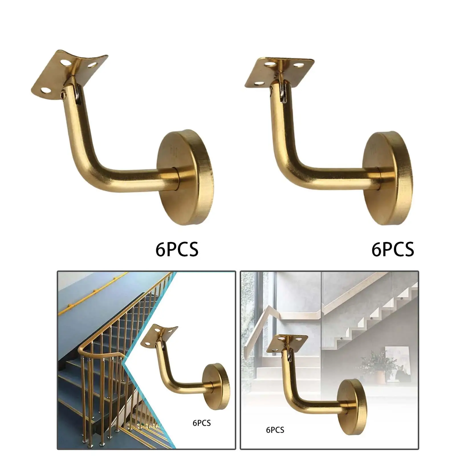 

6Pcs Stair Handrail Brackets, Railing Support Stainless Steel Handrail Support