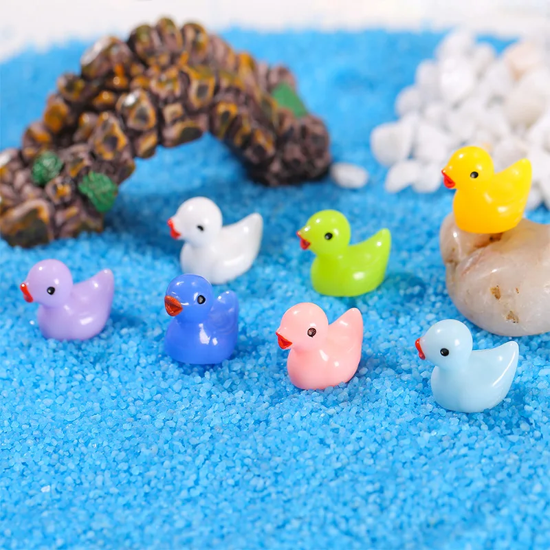 50 buah Set bebek kecil Resin Mini bebek kecil untuk Dekorasi miniatur pot rumah boneka taman dekorasi kue DIY perangkat Slime kerajinan