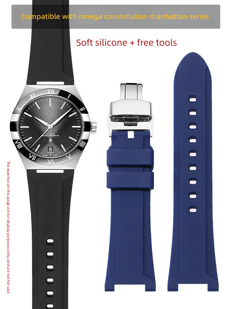 Silicone Watch Strap Is Suitable for Omega Constellation Manhattan Series Observatory 131.13 Notch Replacement Strap for Men