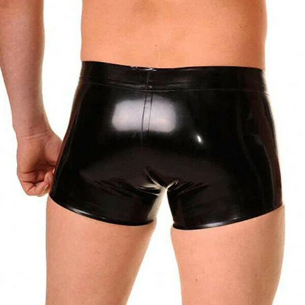 Masquerade Party Fetish  Latex Rubber Schwarz Boxer Shorts knickers Pants Tight Schaltflächen 0.4mm S-XXL