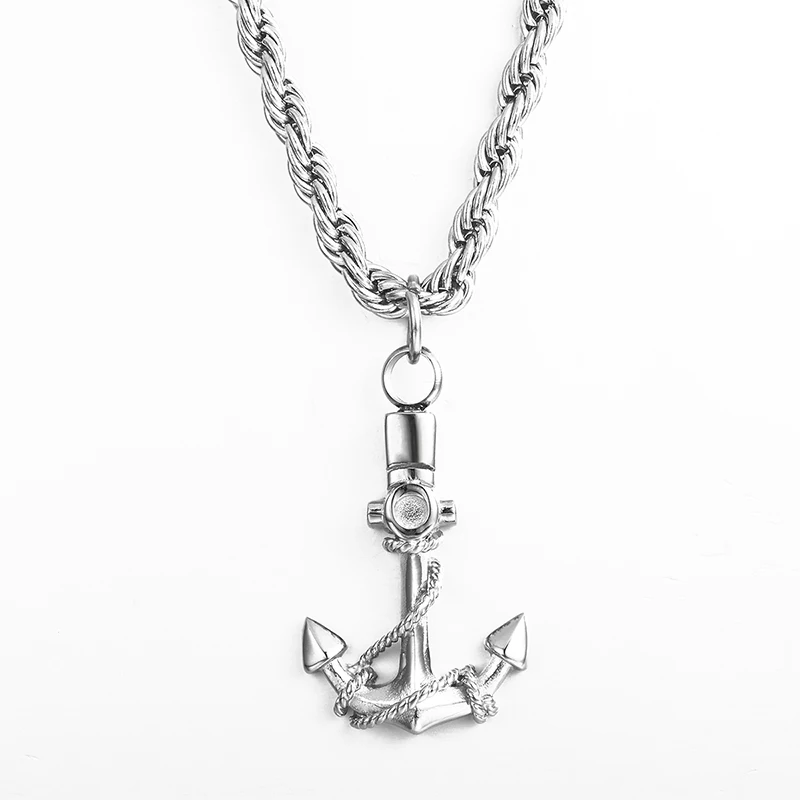 Fashion Stainless Steel Anchor Memorial Pendant Cremation Jewelry for Human Ashes Keepsake Urn Necklace Jewelry Free Engraving