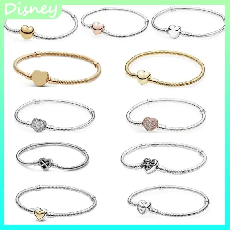 

2025 Creative Trendy Gold Heart DIY Bracelet - High-Quality Exquisite Luxury Jewelry Gift for Pandora