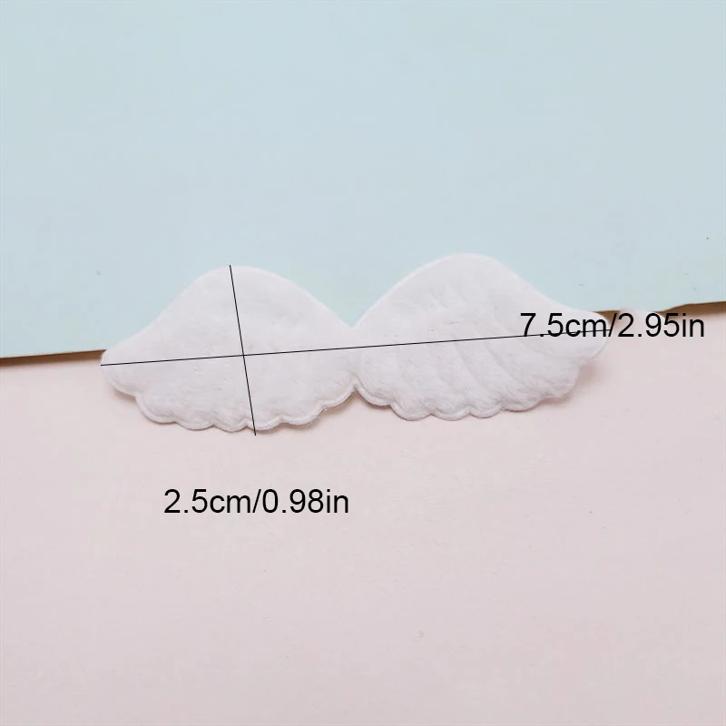 50Pcs 7.5x2.5CM White Angel Wing Padded Applique For Children\'s Headband Hair Clip Accessories Hats Decoration Patches