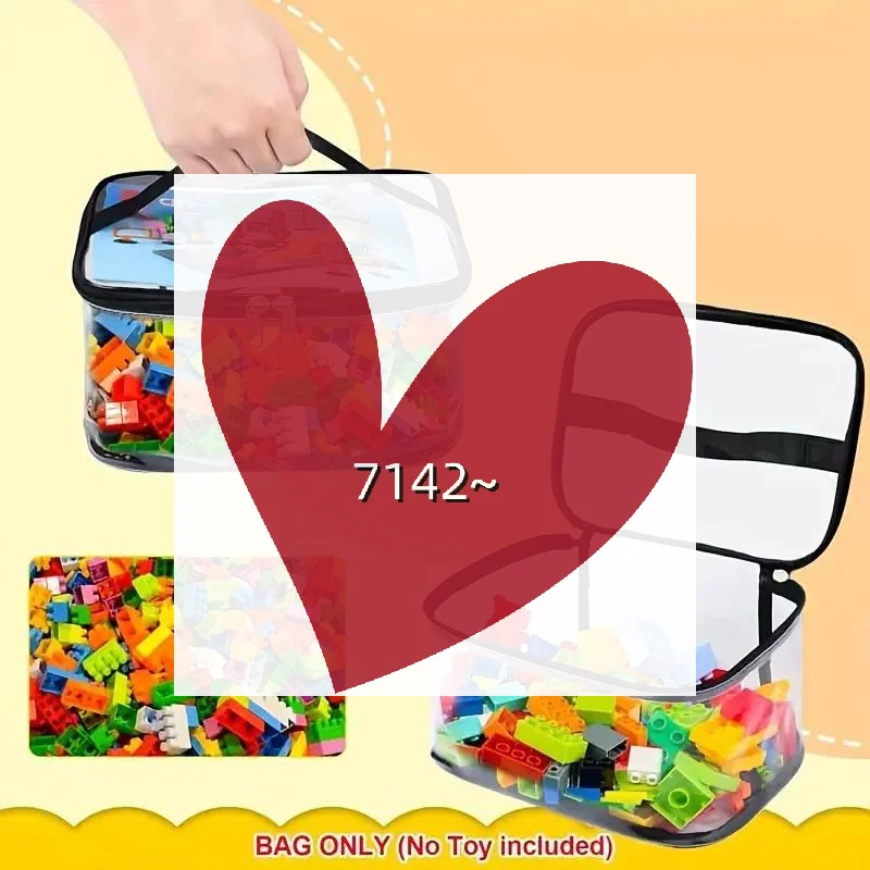 Transparent PVC Zipper Toy Storage Bag Large Capacity Puzzle And Block Organizer For Toy And Building Block Storage