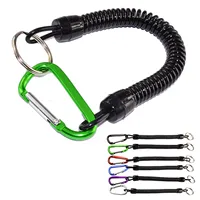 1PC Tactical Spring Rope Buckle Carabiner Outdoor Hiking Camping Anti-lost Key Chain Backpack Spring Strap Fishing Rope