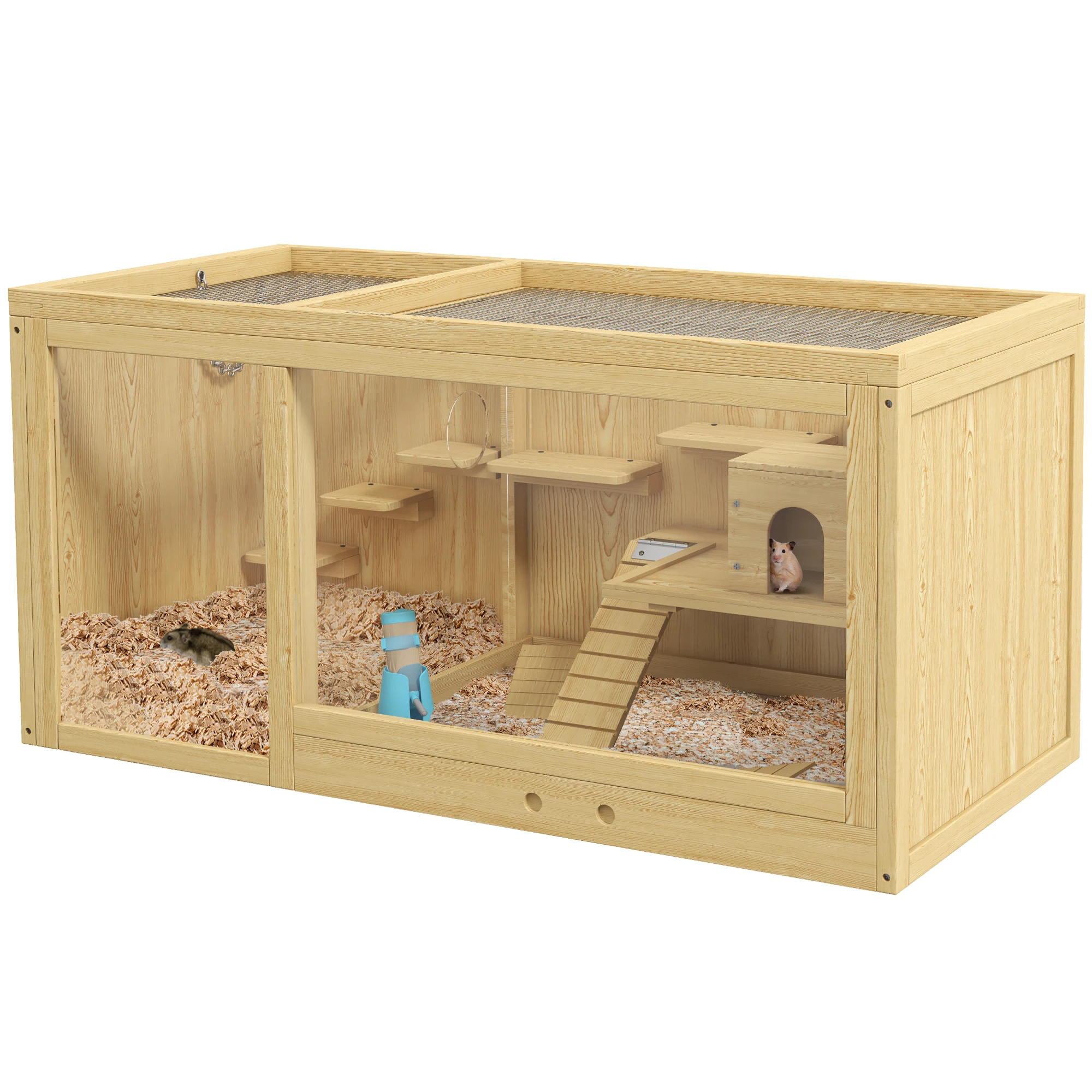 

Wooden Hamster Cage Extra Large Gerbil Cage Multi-Layer Small Animal Cage for Dwarf Hamster Activity Center with Pull-out Tray