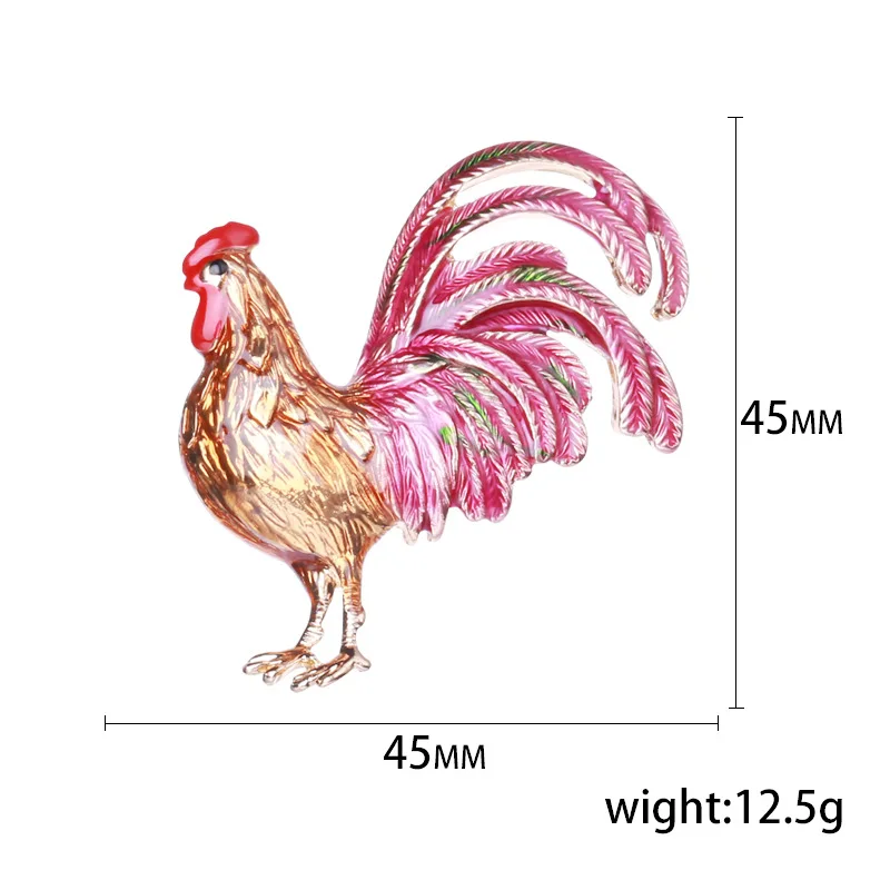 Big Tail Rooster Cock Brooches For Women Men 3-color Enamel Animal Chicken Party Office Daily Clothing Suit Coat Accesories Pins