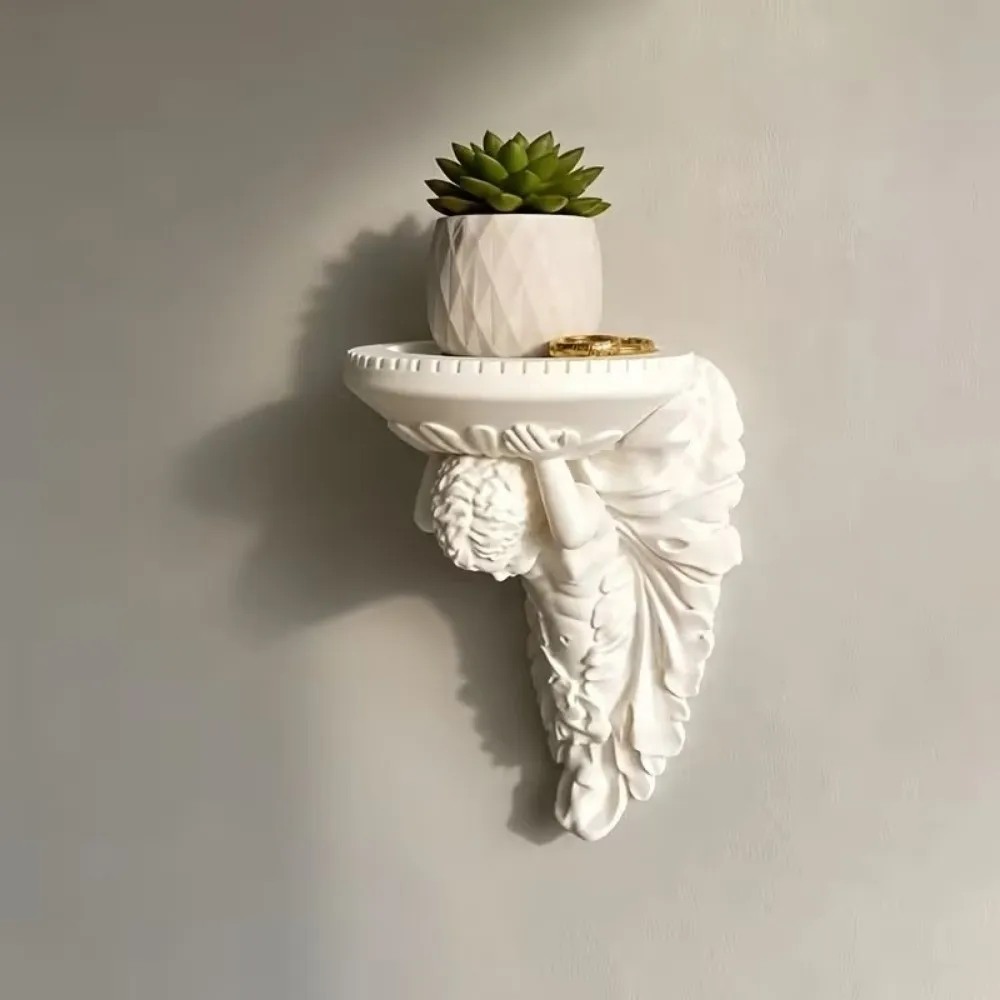 3D Printed Angel Floating Shelf European Style Plastic Wall Storage Rack Stable Wall Mounted Floating Wall Display Shelf