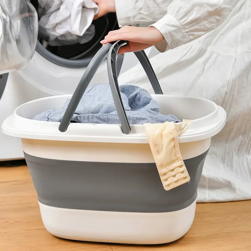 

Folding Basin Dirty Laundry Basket Outdoor Clean Bucket Bathroom Wall Hanging Storage Basket For Washing Fishing Camping Basin