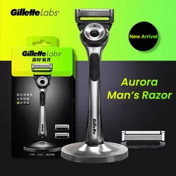 Gillette Labs Shaver Aurora Men's Razor Flex Disc Tech Fit Face Curve Male Face Manual Beard Shaver w Replaceable 5-Layer Blade