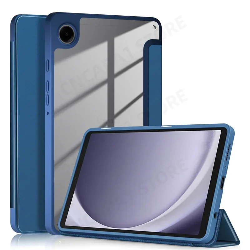 

Funda For Samsung Galaxy Tab A9 8.7" Case SM-X110 SM-X115 Cover Slim Tri-Folding Magnetic Coque with Acrylic Back Shell