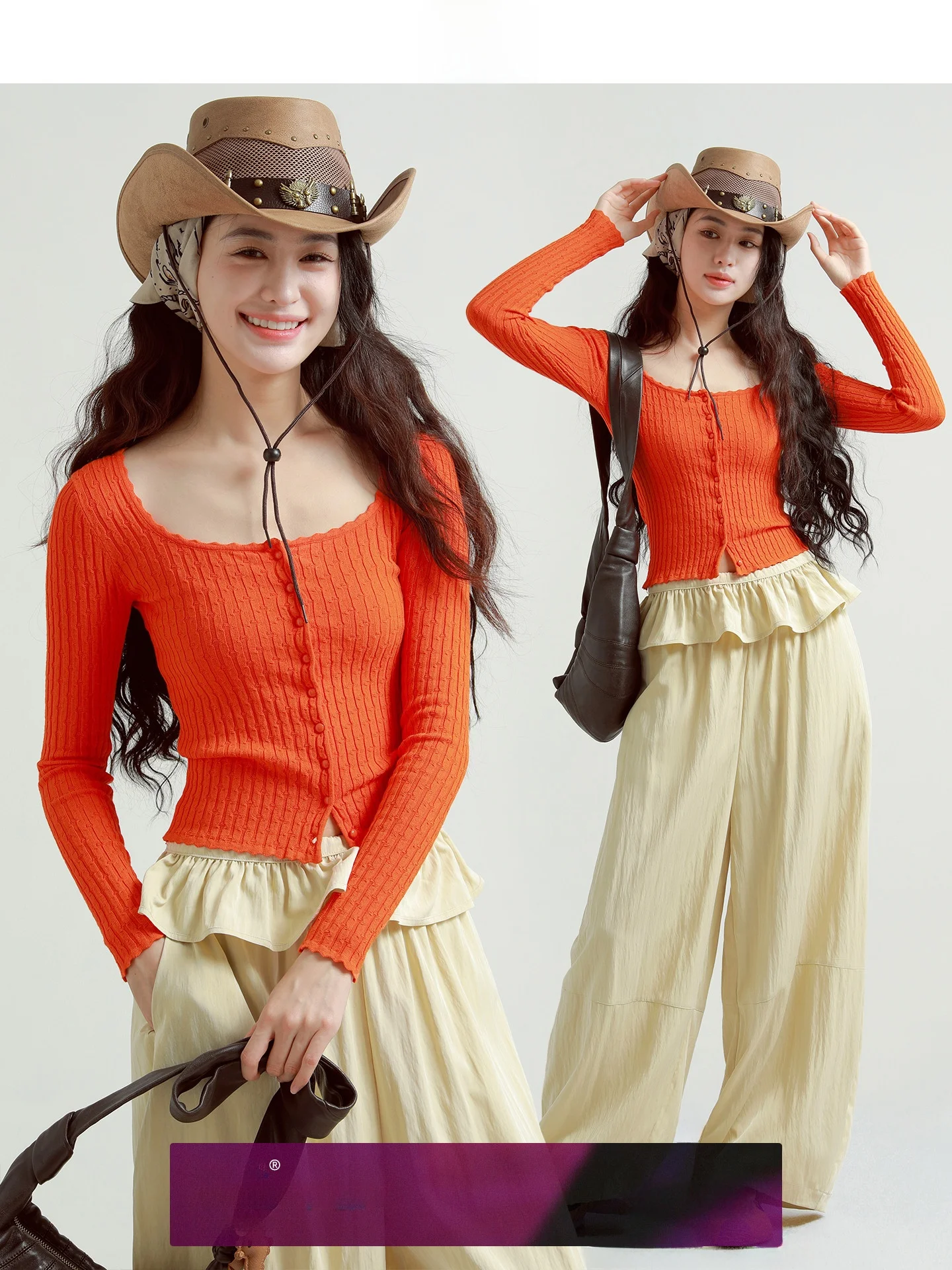 

Редкий Probabili, легкий вязаный облегающий кардиган с квадратным воротником и воротником Ripple up, женский осенний тонкий женский свитер